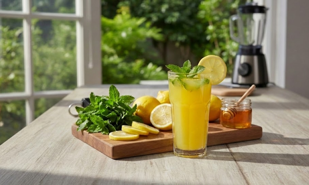 sok od limuna, nane i malo meda