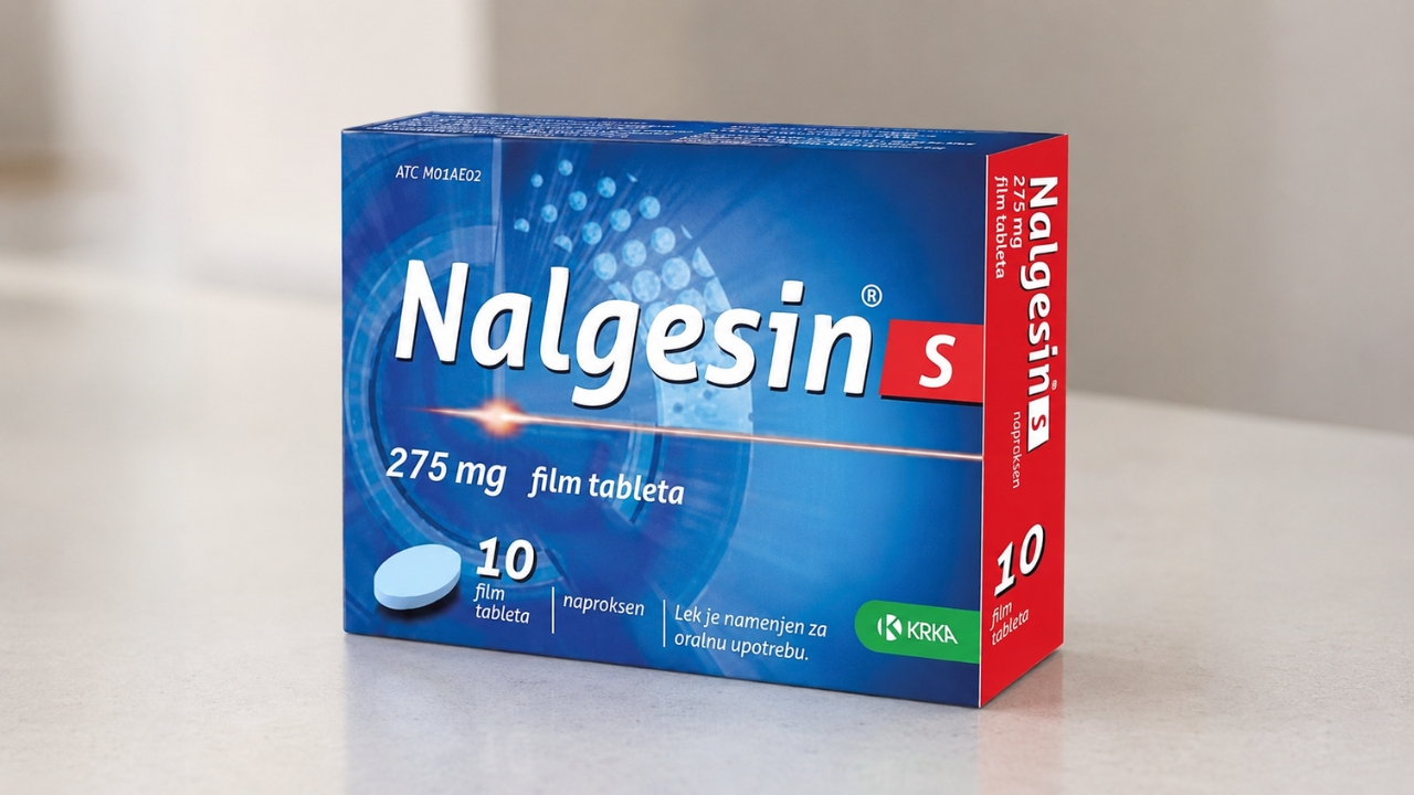 Kutija leka Nalgesin S stoji na stolu