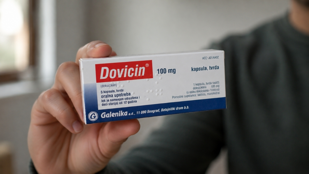 Osoba drži kutiju leka Dovicin u ruci